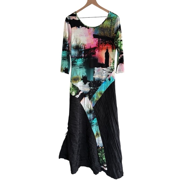 Rare Viviana Gabeiras Colorful Abstract Maxi Dress Art To Wear Women’s Size XL - Picture 6 of 15